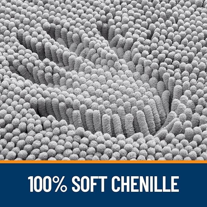 OLANLY Bathroom Rugs 30x18, Extra Soft Absorbent Chenille Bath Rugs, Rubber Backing Quick Dry, Machine Washable Bath Mats for Bathroom Floor, Tub and Shower, Home Decor Accessories, Grey