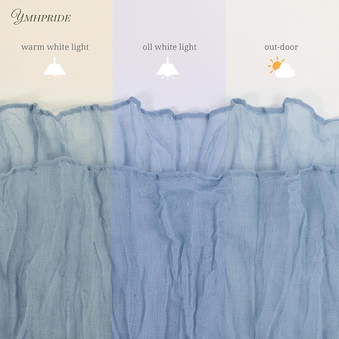 12 Pack Cheesecloth Table Runner 35 x 120 inch Long Boho Cheese Cloth Gauze Table Runners Semi Sheer Table Runner for Wedding Decor, Bridal Shower, Birthday Party (Dusty Blue)