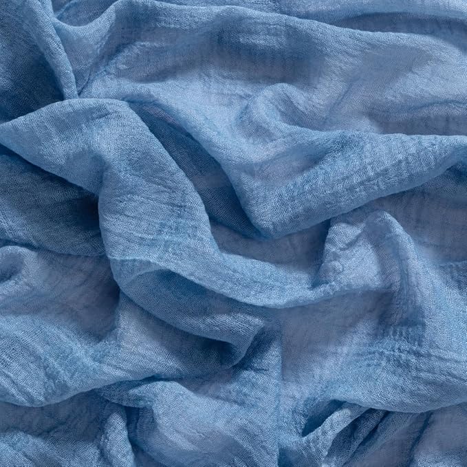 Socomi 6pcs Dusty Blue Fall Thanksgiving Gauze Cheesecloth Table Runner 120 Inch Rustic Boho Cheese Cloth Runner for Wedding Party Baby Bridal Shower Centerpiece Decoration Holiday Home Decorations