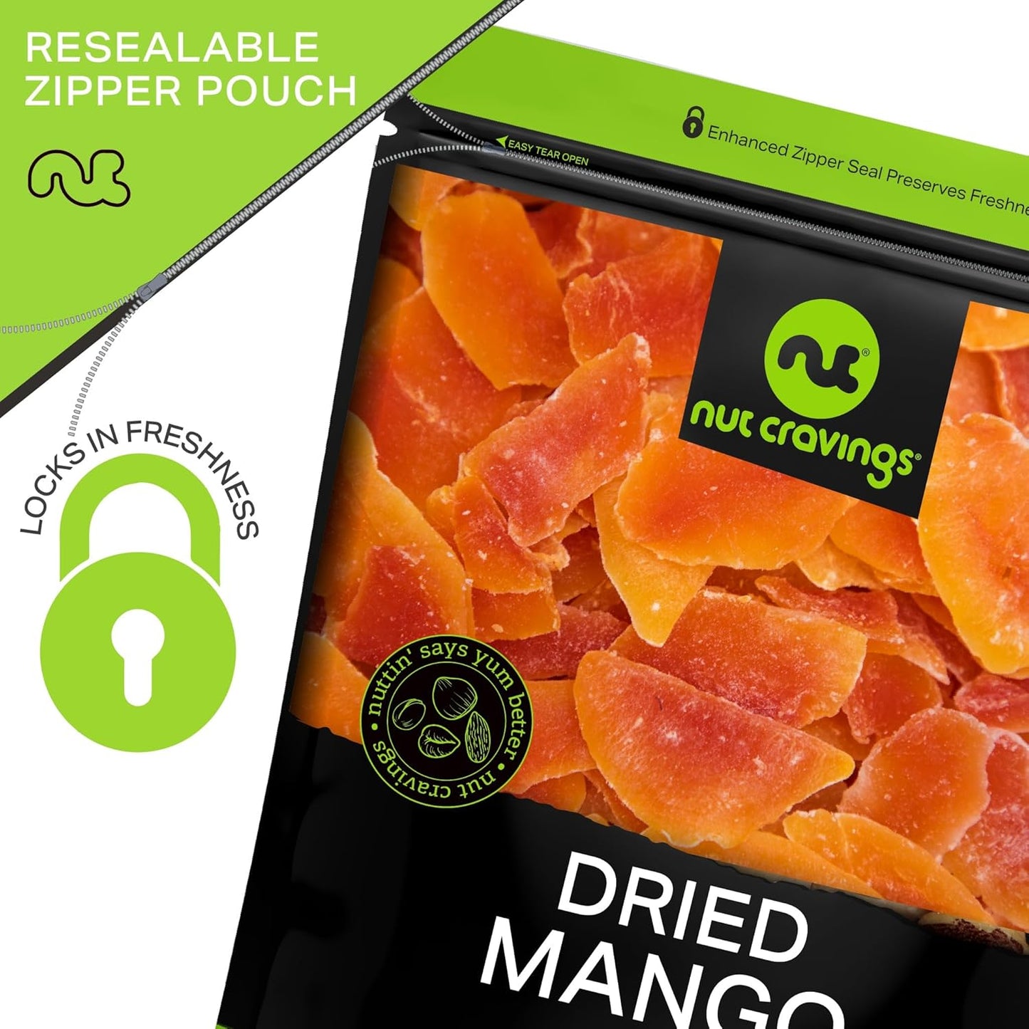 NUT CRAVINGS - Sun Dried Mango Slices, Lightly Sweetened (80oz, 5 LB) Bulk Dry Fruits Packed Fresh in Resealable Bag - Sweet Healthy Snack, Naturally Grown, Vegan, Kosher
