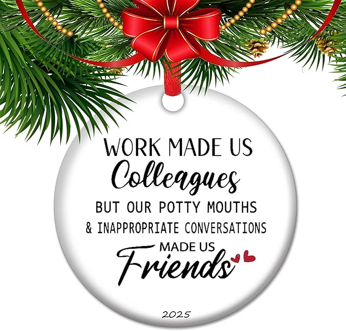 Work Bestie, 2025 Work Wife Coworker Christmas Ornaments, Work Bestie Leaving Gifts, End of Year Coworker Gifts