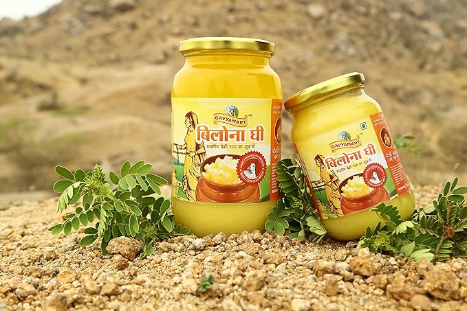 Gavyamart Vedic Bilona Cow Ghee ,Grassfed Ghee – Pasture Raised, Hand Crafted Clarified Butter Made Using Traditional Bilona Method Desi Ghee Jar (1L) 33.Oz