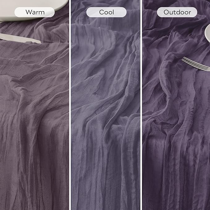 Leetaltree 6 Pack Purple Cheesecloth Table Runner, 35x120 Inch Boho Rustic Cheese Cloth Runner, Decorative Runner for Bridal Baby Shower or Wedding Table Decorations