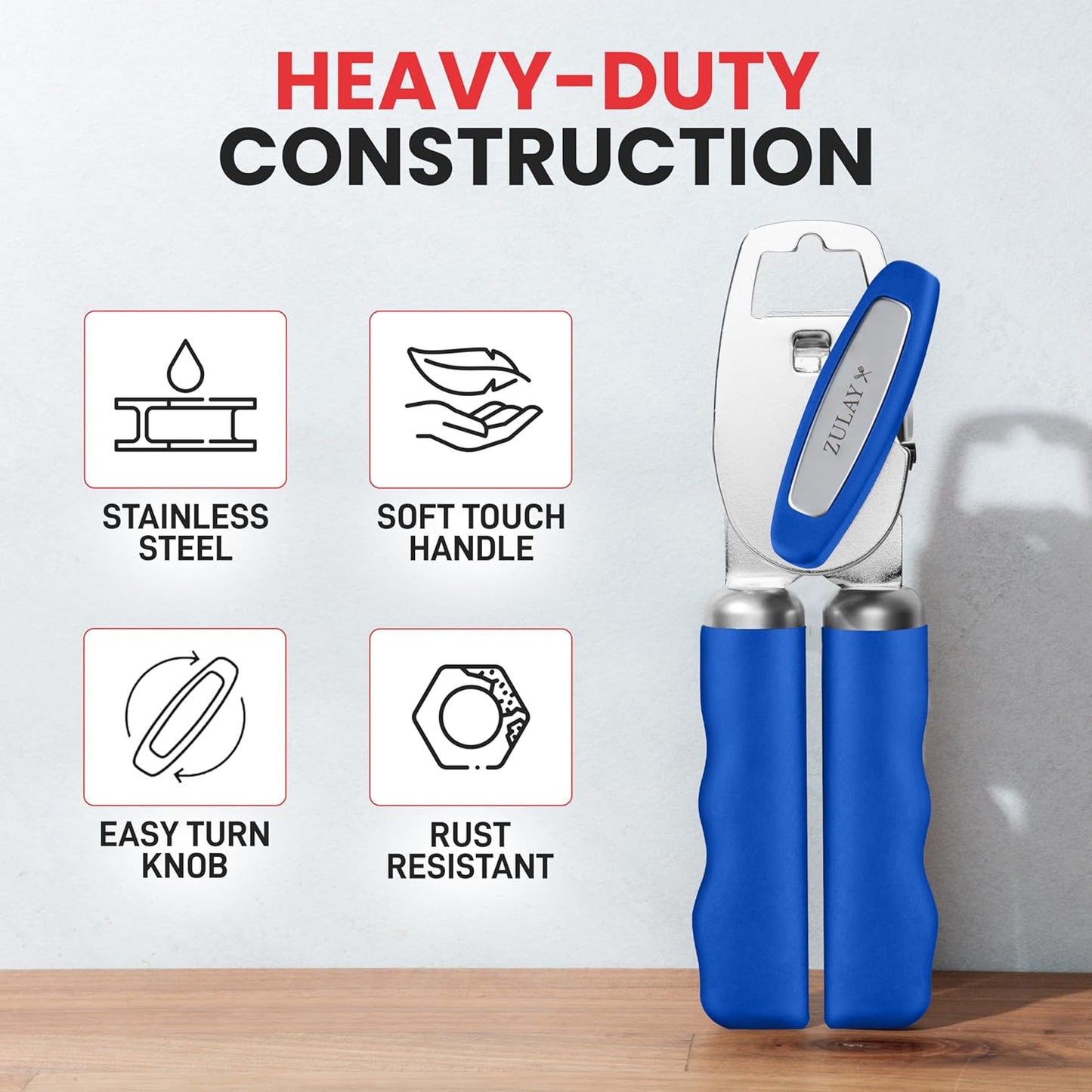 Zulay Kitchen Manual Can Opener with Bottle Opener with Turn Knob