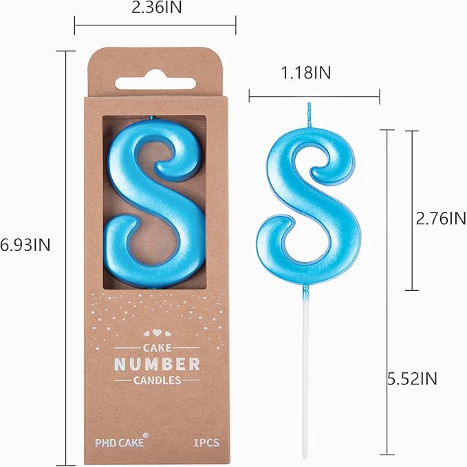 PHD CAKE 2.76 Inch Elegant Blue 8 Number Birthday Candles, Blue Number Candles, Cake Number Candles, Party Celebration