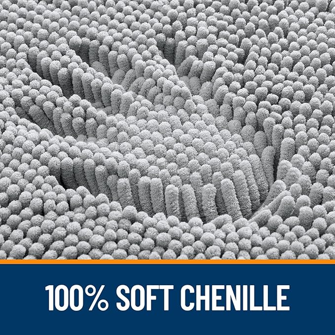 OLANLY Bathroom Rugs 70x24, Extra Soft Absorbent Chenille Bath Rugs, Rubber Backing Quick Dry, Machine Washable Bath Mats for Bathroom Floor, Tub and Shower, Home Decor Accessories, Light Grey