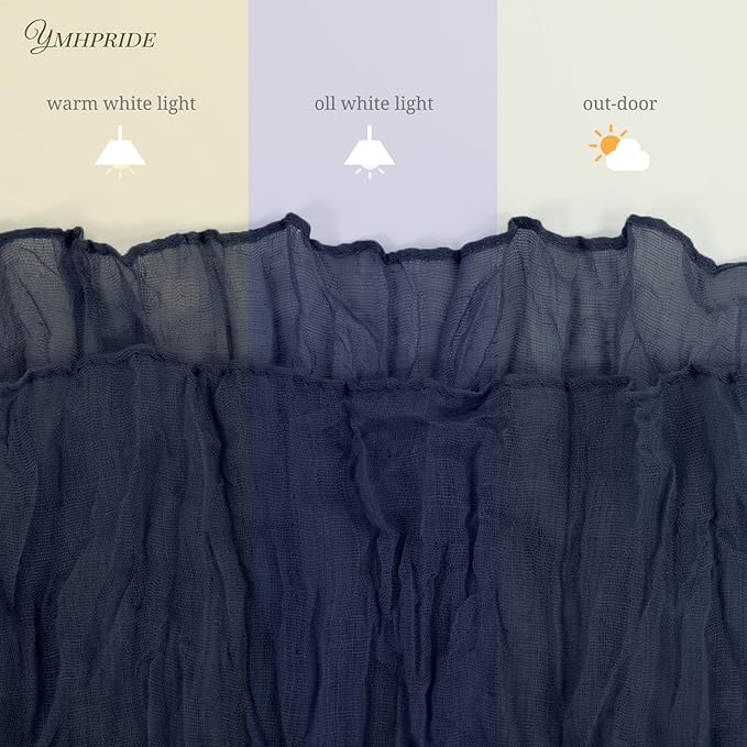 12 Pack Cheesecloth Table Runner 35 x 70 inch Long Boho Cheese Cloth Gauze Table Runners Semi Sheer Table Runner for Wedding Decor, Bridal Shower, Birthday Party (Navy Blue)