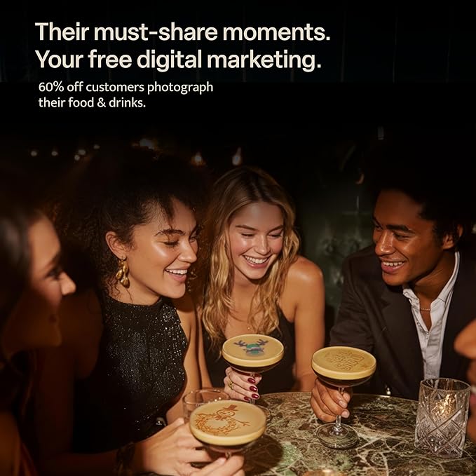 Ripples - The Original Maker PRO - Beverage-Top Printer for Foam Drinks & Desserts | Dual Pod Holders for Multi-Color Prints | Selfie & Personalized Designs | Easy Setup & Social Media Boost