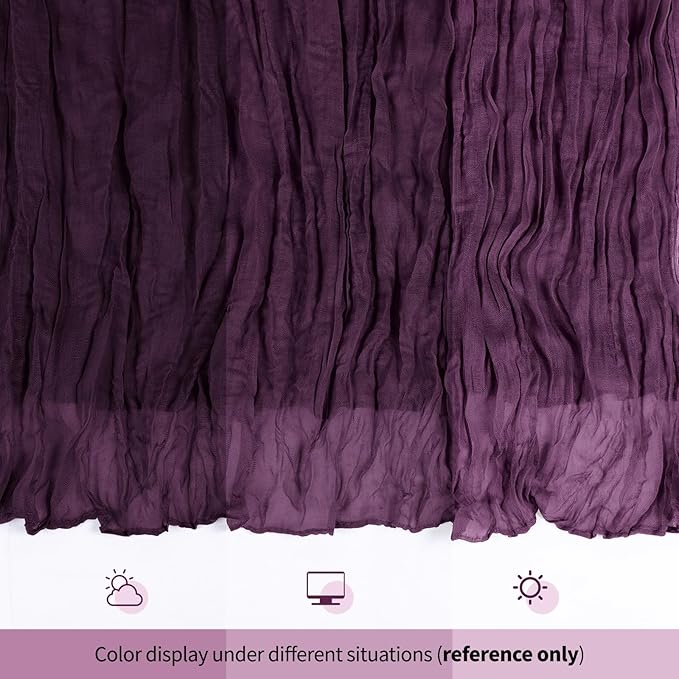 12 Pack Dark Purple Cheesecloth Table Runner 17x108 Inch Semi Sheer Boho Gauze Cheese Cloth Fabric Table Runners, for Wedding Party Baby Shower Birthday Home Decor Garden Farmhouse