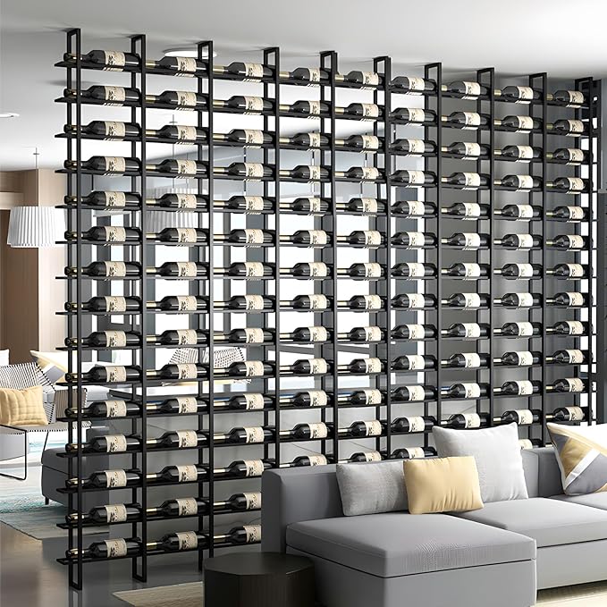 Large Wall Mount Wine Rack, 16 Tier 80 Bottle Wine Storage Organizer Display Holder, Modern Metal Wine Storage for Wine Cellars, Home Bars, Kitchens, and Dining Rooms