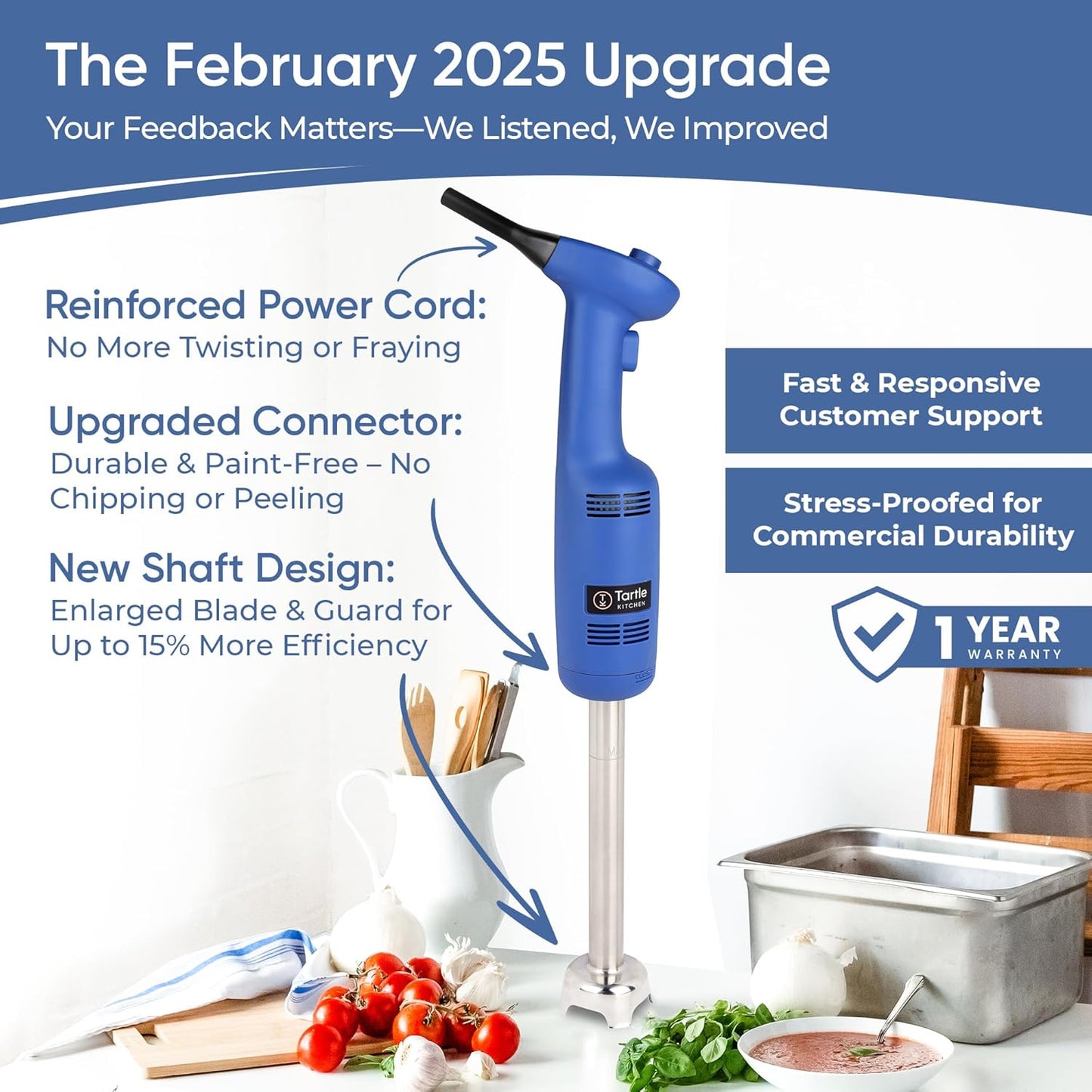 Commercial Immersion Blender, Hand Held Blender, 350W 4000-20000RPM, Stainless-Steel, 10 inch Removable Shaft with Variable Speed -2025 upgrade