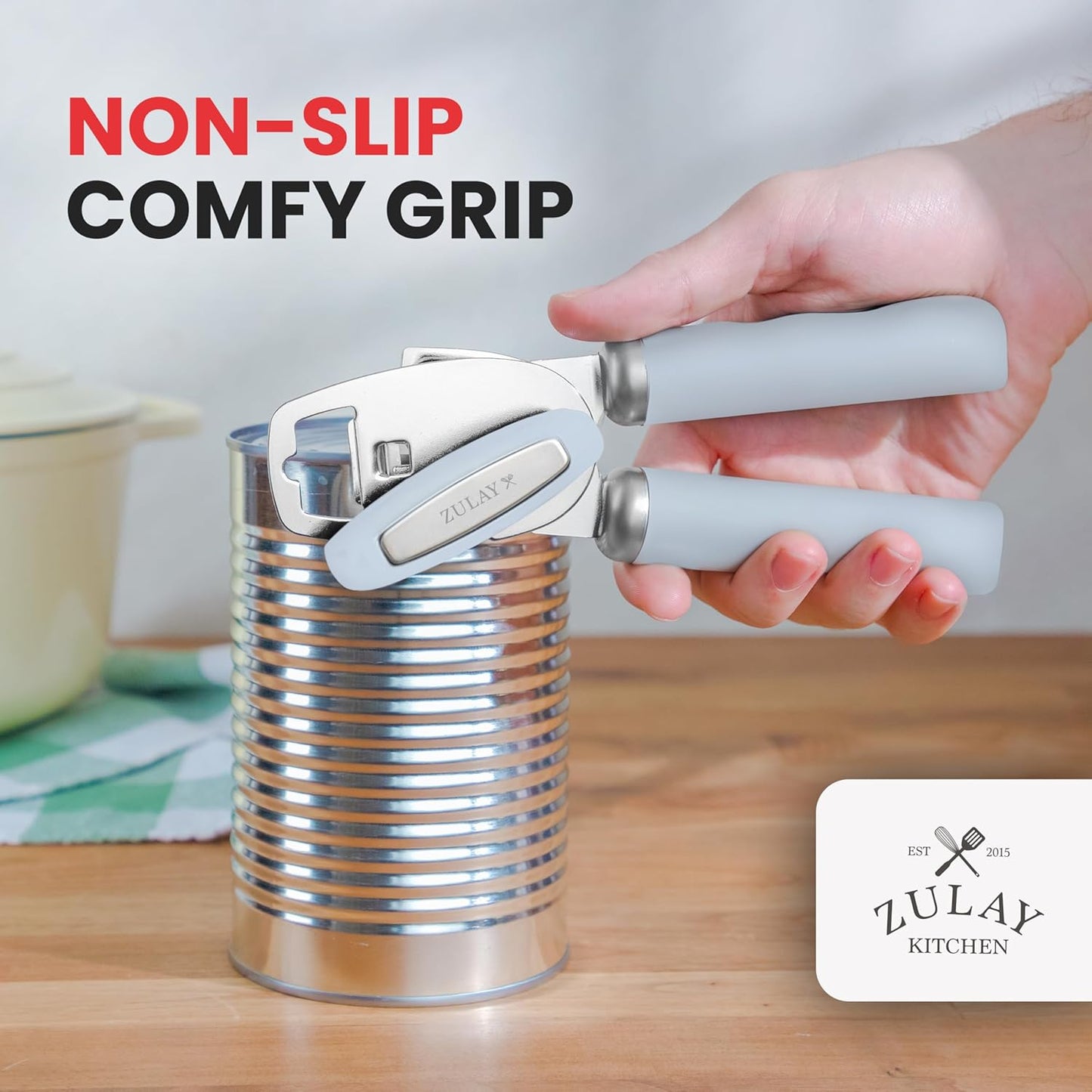 Zulay Kitchen Manual Can Opener with Bottle Opener with Turn Knob