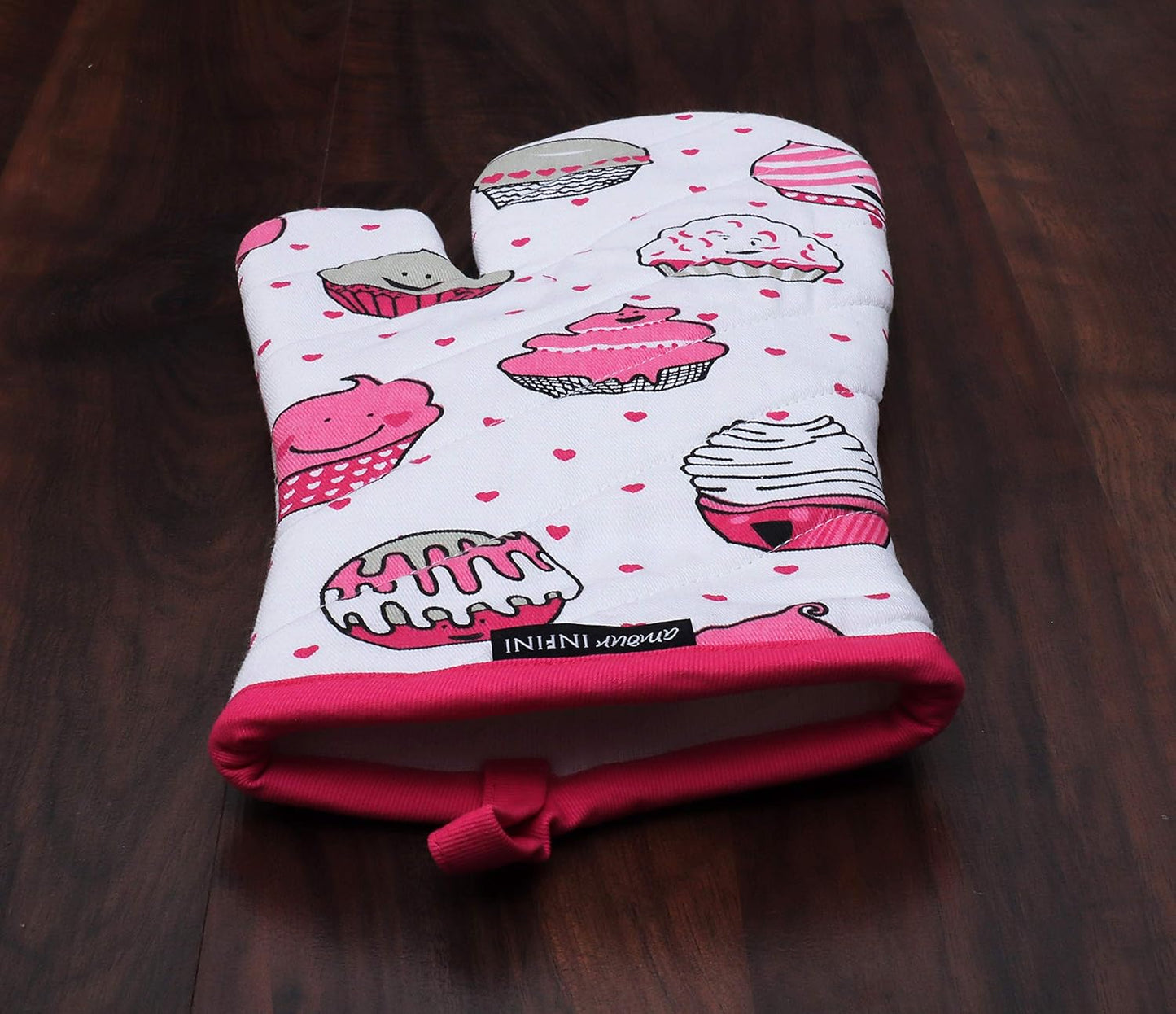 AMOUR INFINI Pot Holders and Oven Mitt Heat Resistant Non Slip Reusable Set of 1 Oven Mitt and 1 Pot Holder Oven Gloves Pot Holder for Cooking