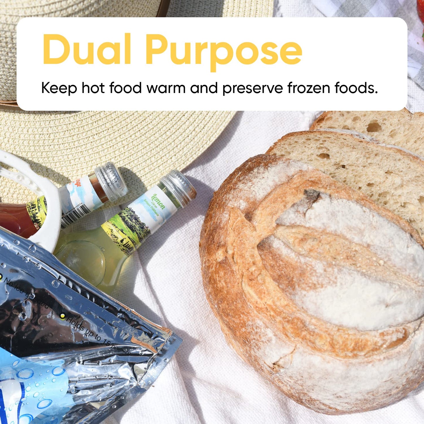 Superio Hot and Cold Insulated Bags for Food Delivery, Grocery Shopping Bags, Food Storage for Hot and Frozen Food for Travel, Disposable Cooler Bag, Reinforced Thermal Lunch Bag (2, 12"x13.5")