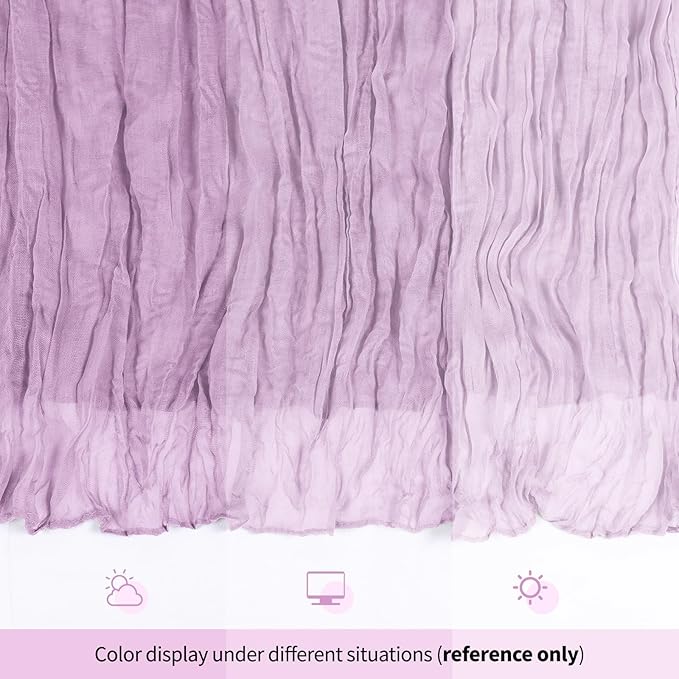 6 Pack Lavender Cheesecloth Table Runner 17x108 Inch Semi Sheer Boho Gauze Cheese Cloth Fabric Table Runners, for Wedding Party Baby Shower Birthday Home Decor Garden