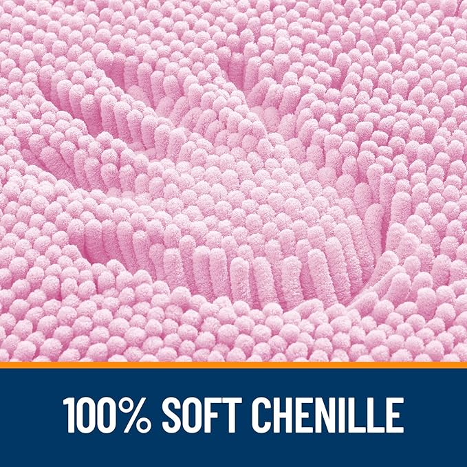 OLANLY Bathroom Rugs 40x32, Extra Soft Absorbent Chenille Bath Rugs, Rubber Backing Quick Dry, Machine Washable Bath Mats for Bathroom Floor, Tub and Shower, Home Decor Accessories, Pink