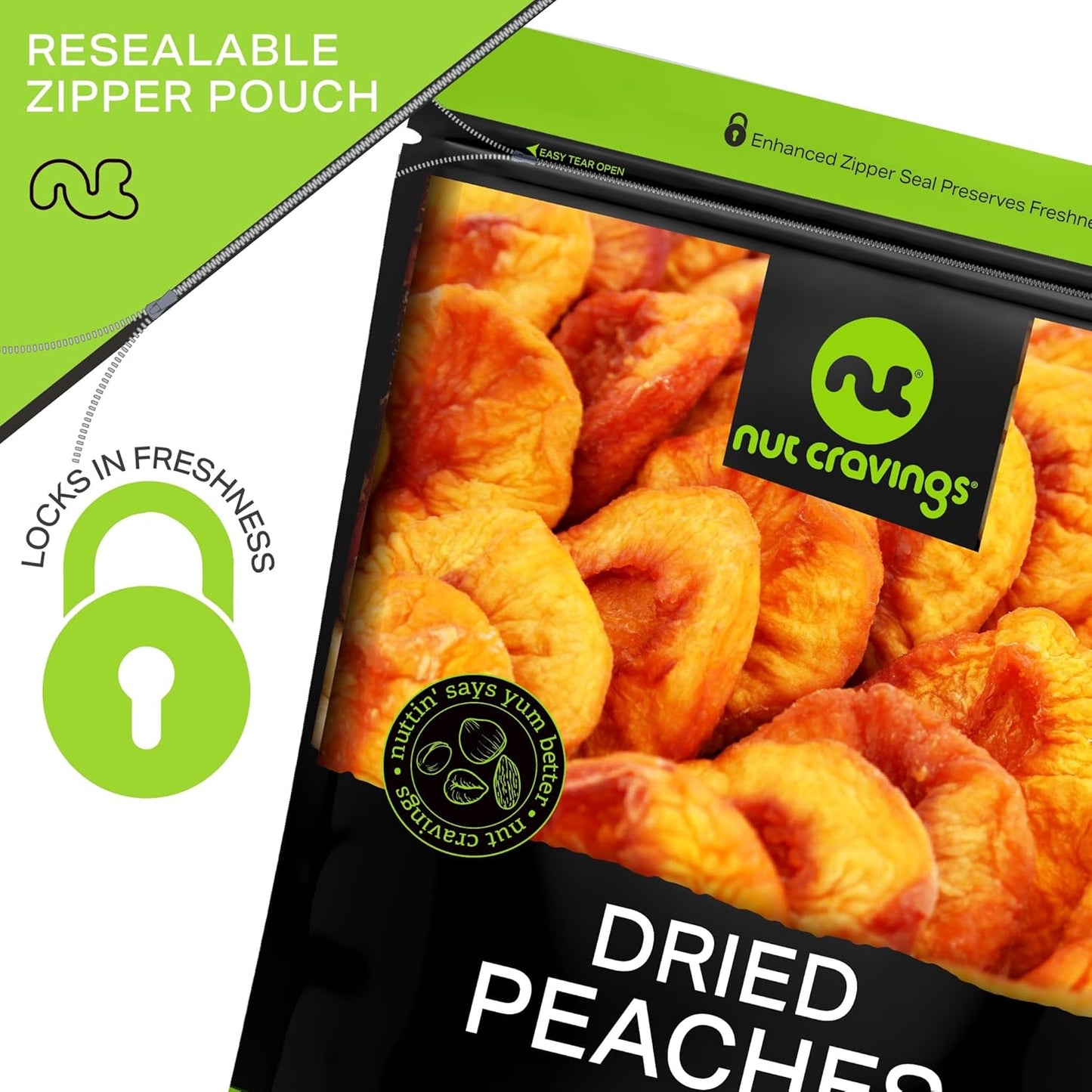 NUT CRAVINGS - Sun Dried California Peaches, No Sugar Added (48oz, 3 LB) Bulk Dry Fruits Packed Fresh in Resealable Bag - Sweet Healthy Snack, Naturally Grown, Vegan, Kosher