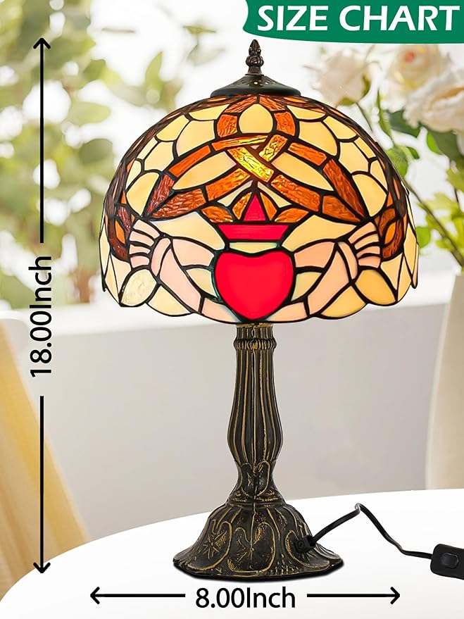 KY&BOSAM Tiffany Table Lamps Irish Gold Crown Celtic Style17500 Lumens Desk Lights Stained Glass Shade + UL E26 Lamp Holder+Zinc Base 12*12*19 Inch Living Room Bedroom St Patrick's Day Memory Decor