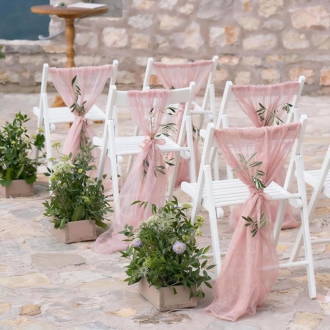 Dusty Pink Cheesecloth Table Runner, 10 FT Boho Rustic Cheese Cloth Gauze, 35x120 Inches Centerpieces Decor for Wedding Spring Easter Baby Bridal Shower Party Decoration, 1 Pack
