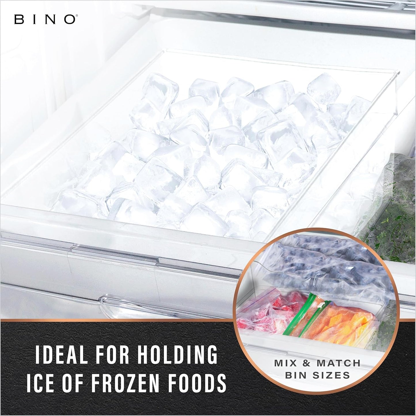 BINO | Plastic Storage Bins, Small | THE HANDLER COLLECTION | Multipurpose Organizer Bins | Kitchen Pantry Organizers and Storage | Clear Containers for Organizing Home | Freezer Organizer