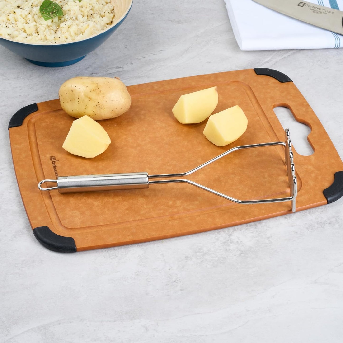 Restaurantware-German Standard Wire Mashers With Ergonomic Handle, 24 Heavy-Duty Potato Mashers - Dishwashable, Durable, Stainless Steel Food Mashing Tool, For Avocado, Beans, Sweet Potatoes, And More