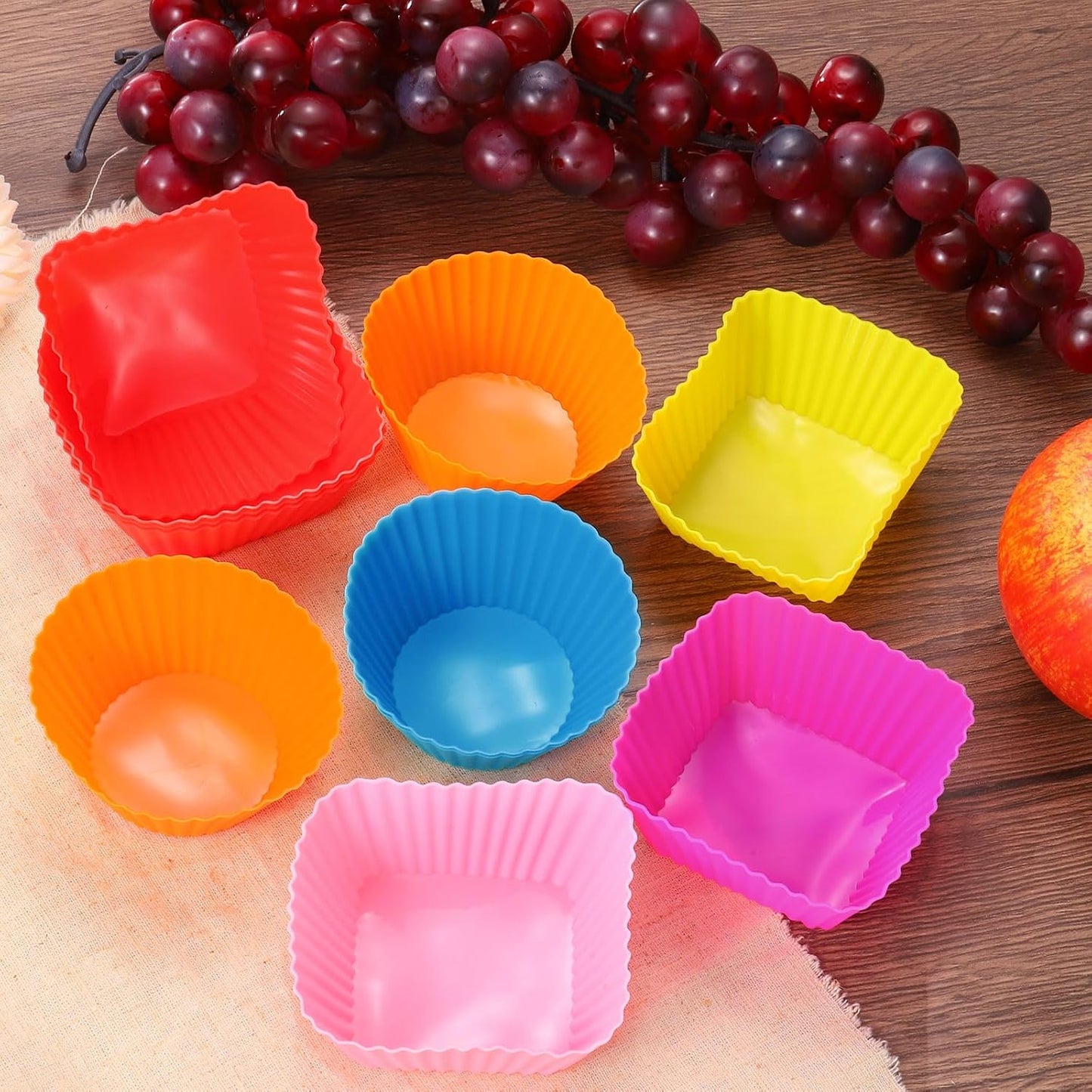 uxcell 42Pcs Silicone Cupcake Liners, Non-Stick Baking Cups, for Cooking Eggs, Baking Muffins and Make a Cake(Mint Green)