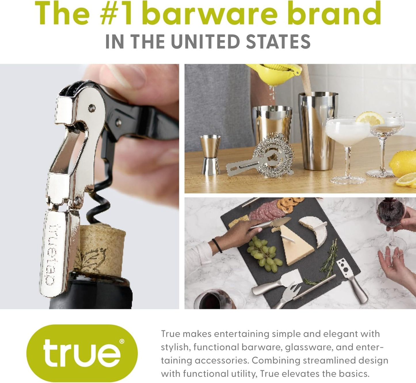 True Brands TrueTap Double Hinged Waiters Corkscrew, Top-notch Stainless Steel Opener with Foil Cutter Built to Last Wine Key Solid Red, Set of 1