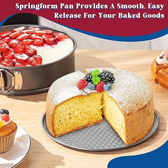 Pickmesh 3 Pcs 9inch Springform Pan with 150 Pcs Parchment Paper Nonstick Cheesecake Pan Mold with Removable Bottom for Cheesecake Cake, Black