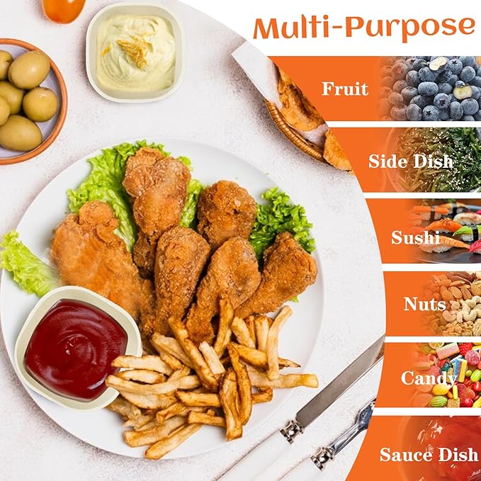 Homienly Soy Sauce Dishes,Wheat Straw Small Bowl Set of 6-4.5 OZ Small Dessert Bowls,Unbreakable Dipping Bowls,Dipping Sauce Cups,Mini Prep Bowls, Dip Bowl for Side Dish - Beige