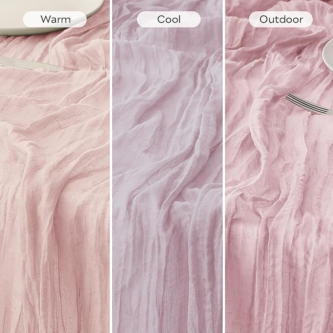 Leetaltree 10 Pack Pink Cheesecloth Table Runner, 35x120 Inch Boho Rustic Cheese Cloth Table Runner, Decorative Table Runners for Bridal Baby Shower Decorations or Wedding Table Decorations