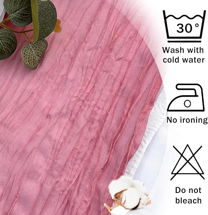 12 Pack Dusty Rose Cheesecloth Table Runner Rustic Gauze 22x120 inch Long Table Runner for Wedding Bridal Shower Birthday Party Banquet Boho Decoration(#32)
