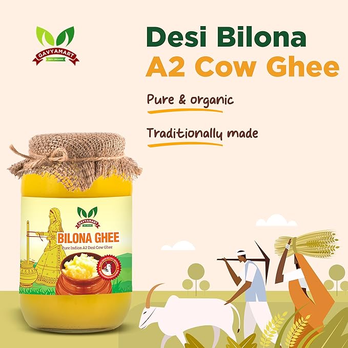 Gavyamart Vedic Bilona Cow Ghee ,Grassfed Ghee – Pasture Raised, Hand Crafted Clarified Butter Made Using Traditional Bilona Method Desi Ghee Jar 500ML (16 flOz)