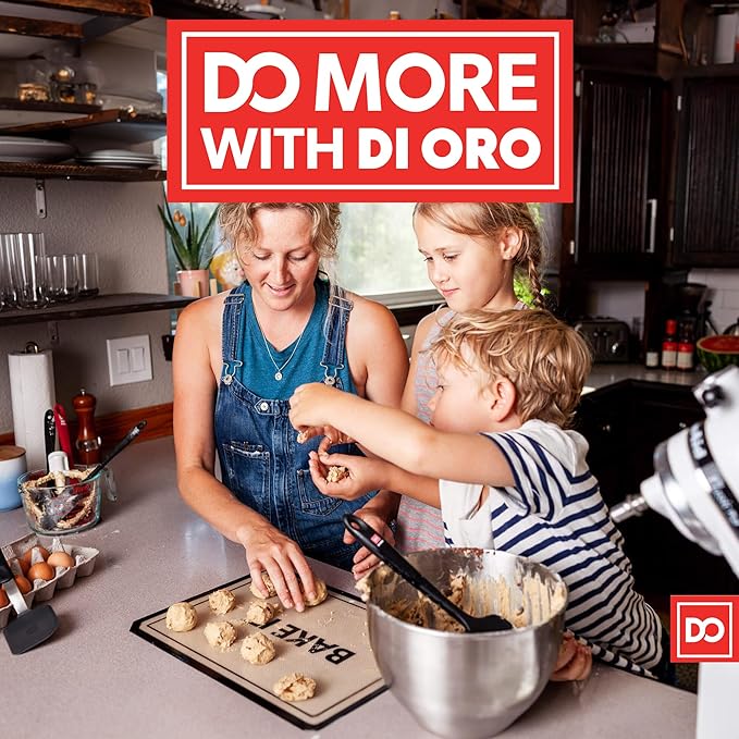 DI ORO Silicone Spatula - 600°F Heat-Resistant Rubber Kitchen Spatula for Baking, Scraping, & Mixing - BPA Free Nonstick Cookware Safe Flexible Utensil for Cooking - Seamless & Dishwasher Safe (Black)