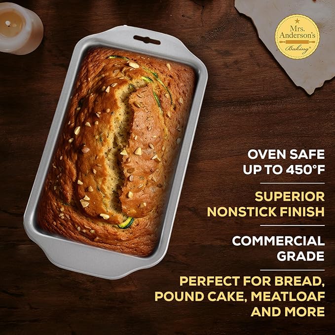 Mrs. Anderson's Baking Loaf Pan, Carbon Steel with Non-Stick Coating, PFOA Free, 9-Inches x 5-Inches