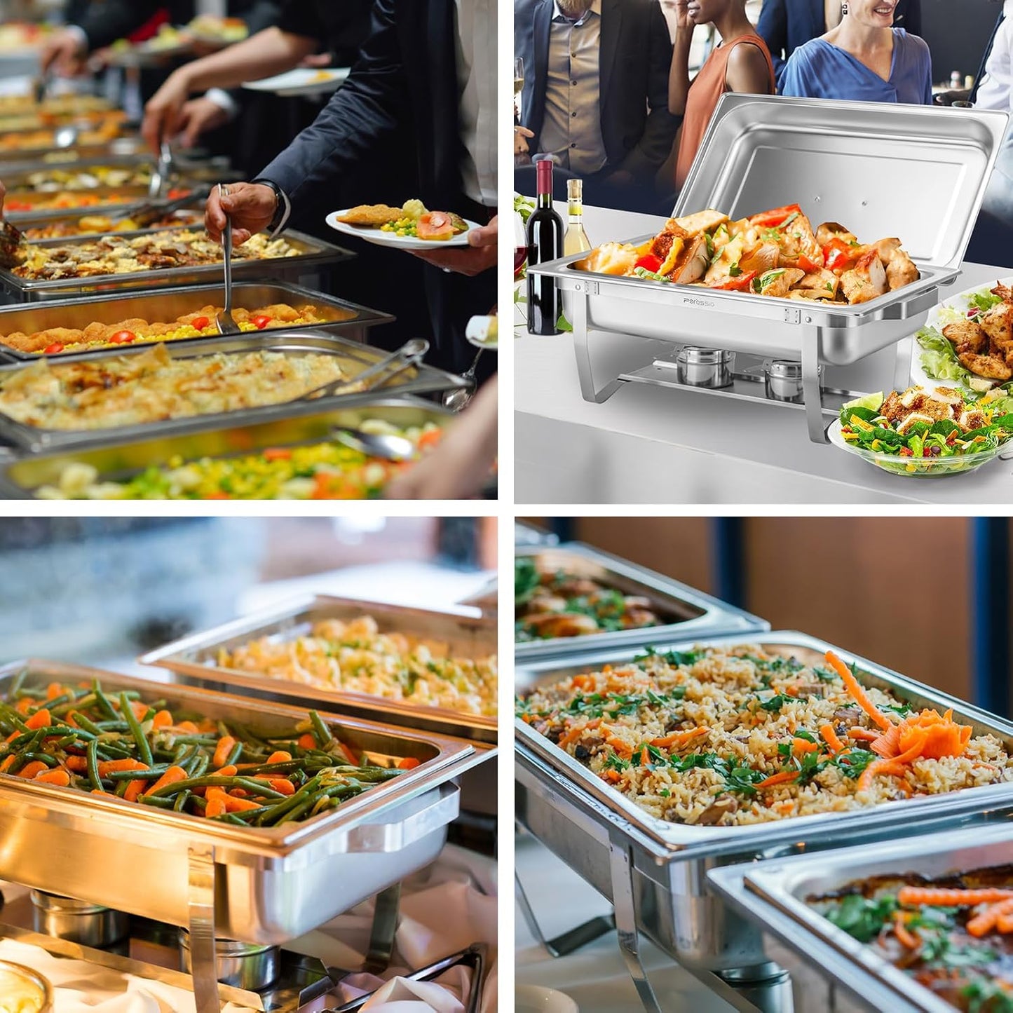3 Packs Chafing Dish Buffet Set Stainless Steel Food Warmer with 8QT 3 Full Size Pans Portable for Parties Catering Buffet Servers and Warmers