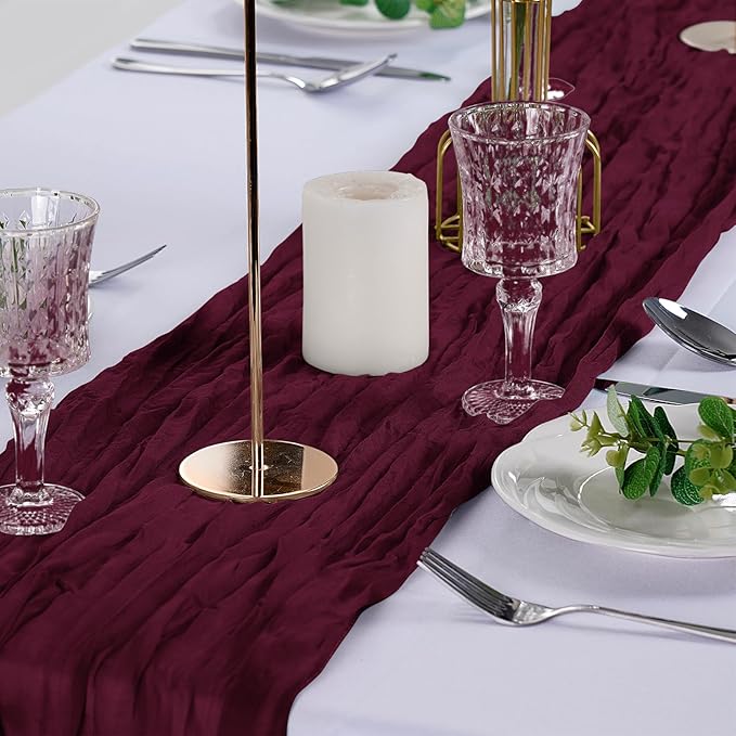 12 Pack Cheesecloth Table Runner 9ft,17 x 108 inch Gauze Table Runner Rustic Romantic Wedding Runner for Wedding Bridal Shower Fall Decoration,Emerald Green