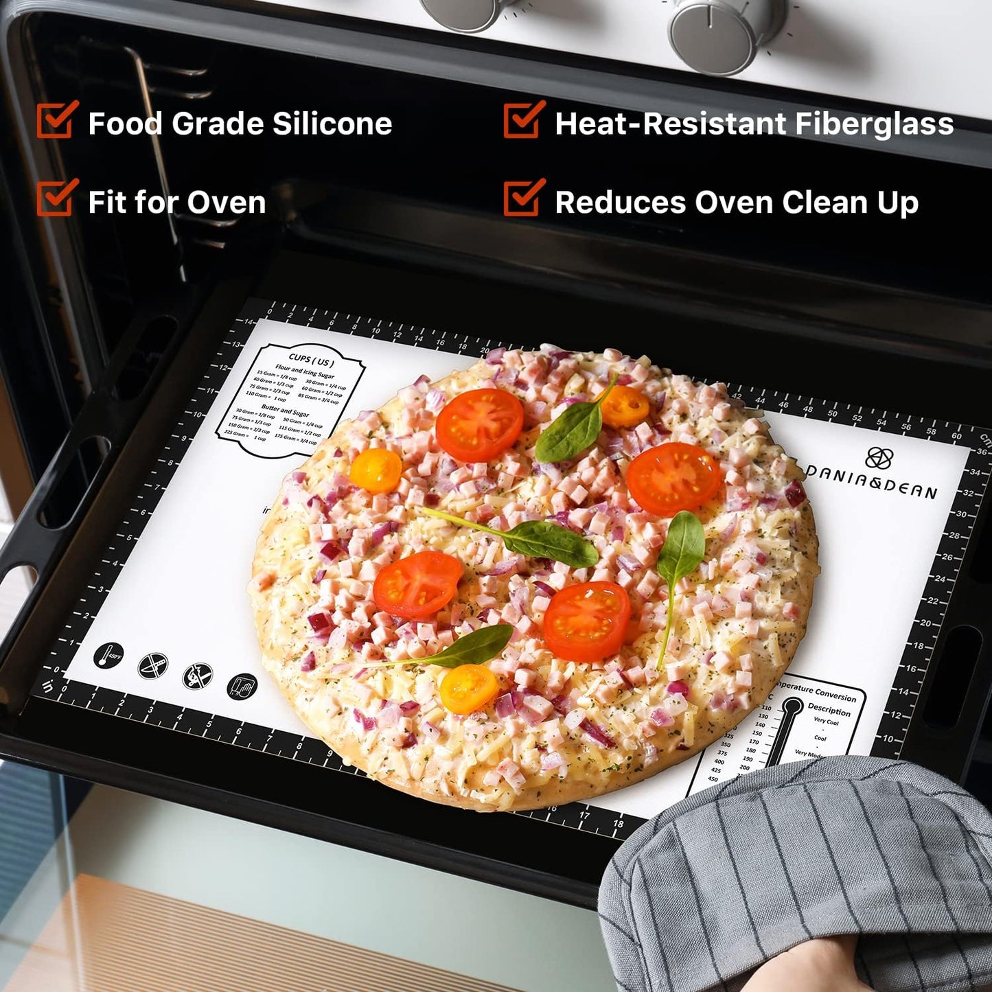 Silicone Baking Pastry Mat,36" x 24" Large Non Stick Sheet Mat with Measurement, Non-slip Food Grade Dough Rolling Mat for Making Cookies,Macarons,Bread
