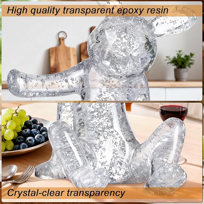 Rabbit Shaped Wine Holder Wine Rack Shelf Resin Sculpture Practical Home Decoration Crafts (Silver)