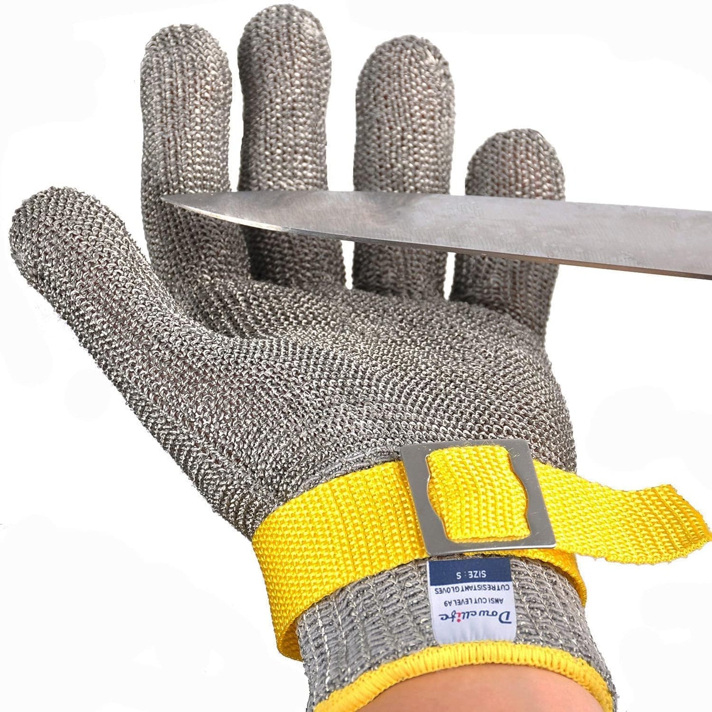 Dowellife ANSI A9 Cut Resistant Glove Food Grade, Stainless Steel Mesh Metal Knife Cutting Glove for Butcher Oyster Shucking Kitchen Mandoline Chef Slicing Fish Fillet (Large)