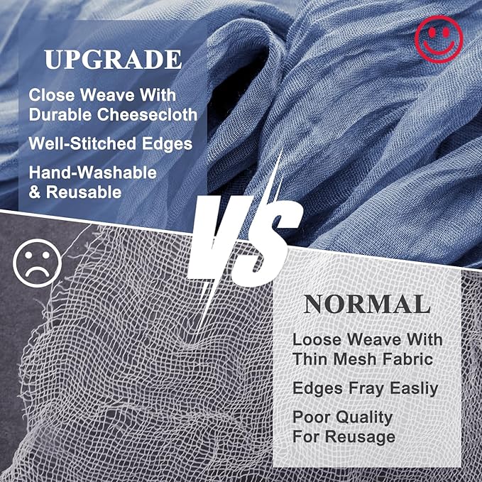 Wokceer Cheesecloth Table Runner 6Pack 10FT Blue Christmas Gauze Cheese Cloth Table Runner for Party Long Rustic Sheer Table Runners for Baby Bridal Shower Wedding Easter Table Decor