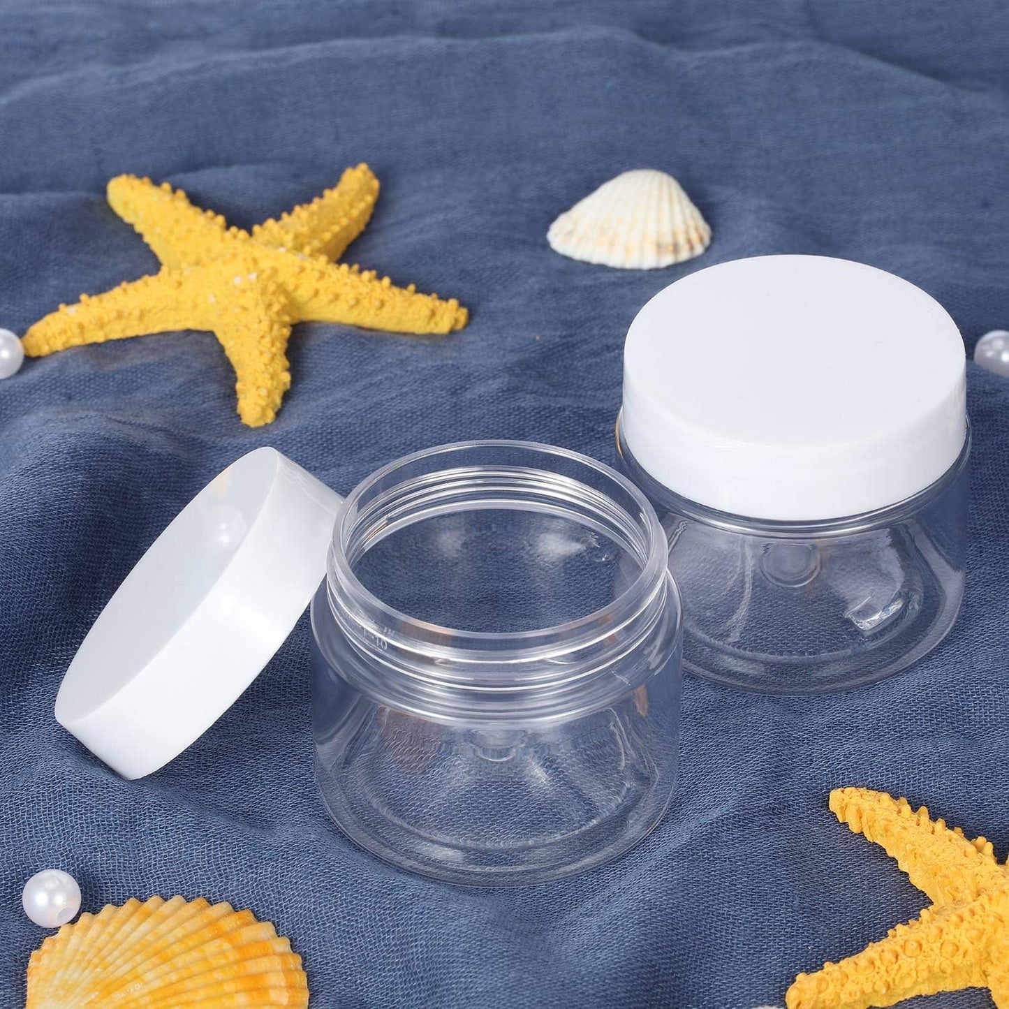 SATINIOR 6 Pack 3 oz Plastic Jars Containers with Lids Wide-mouth Refillable Leakproof Reusable Round Empty Jars for Travel Cosmetic Dry Food Spice Candy Cookie Home Kitchen Organizing(White)