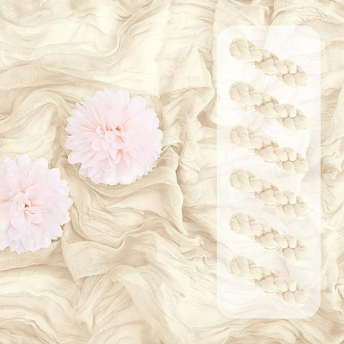 Aktor 6 Pack Ivory Cheesecloth Table Runner 10Ft Gauze Table Runner Boho Semi Sheer Cheese Cloth Fabric Runners for Wedding Birthday Baby Shower Party Table Decoration（Ivory）