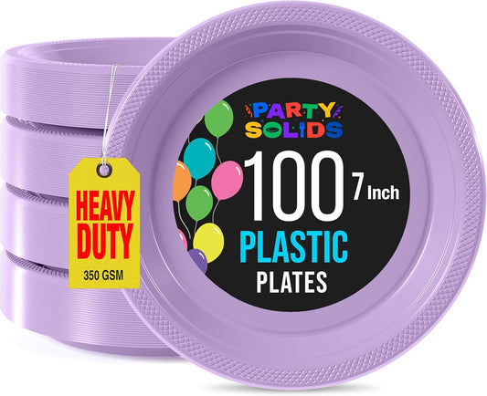 Exquisite Party Solids Orange Plastic Plates For Party 7" Orange Disposable Plates Heavy Duty Supplies 100 Pcs Plastic Dinnerware Sets Heavy Duty 350 GSM Disposable Dinnerware Set