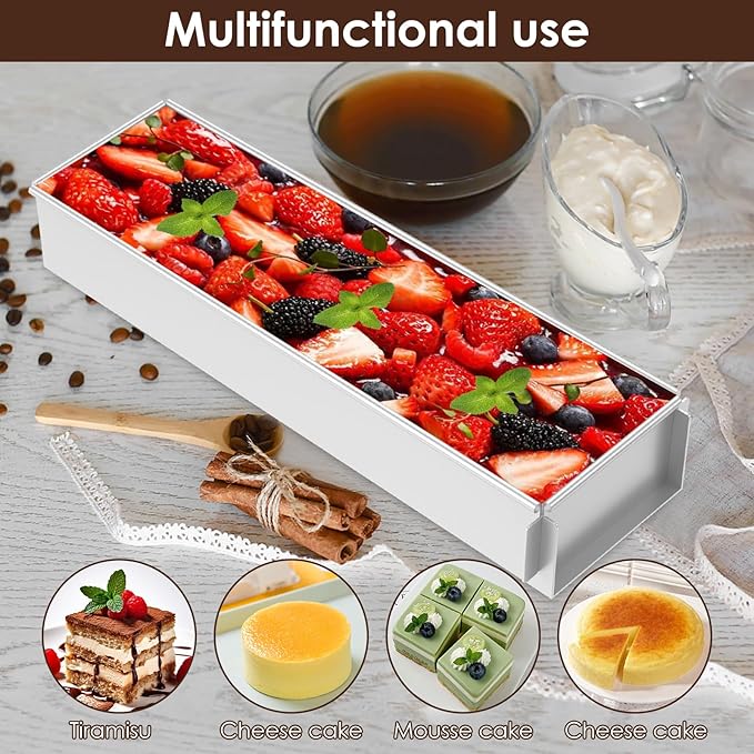 Rectangle Cake Mold, Aluminum Alloy Tiramisu Pan Cake Baking Tray, with Removable Frame Tiramisu Molds for Tiramisu Cheesecake Mousse