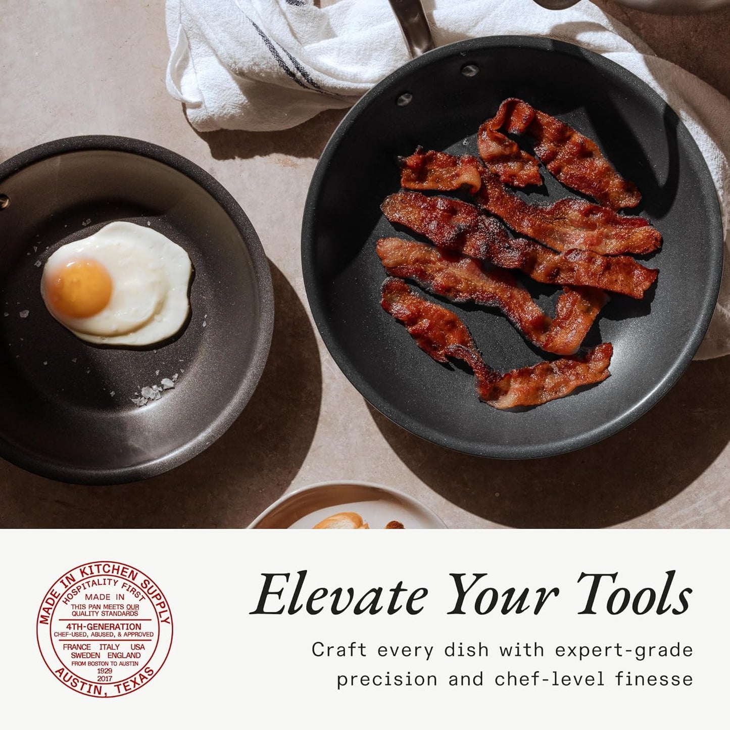 Made In Cookware - ProCoat Non Stick 3 Piece Frying Pan Set (Includes 8",10",12") - 5 Ply Stainless Clad - Professional Cookware - Crafted in Italy - Induction Compatible - (Graphite)