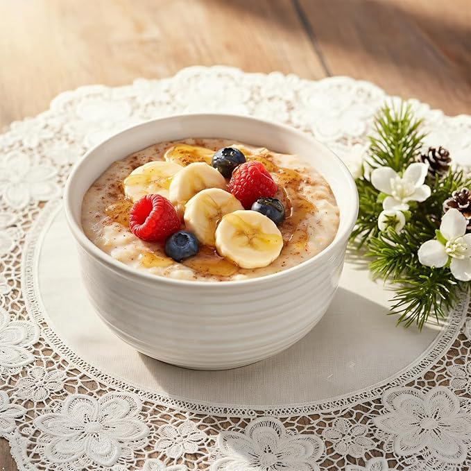 Soup Bowls, 20 Ounce Deep Ceramic Cereal Bowls for Kitchen Home, Serving Bowls Set of 6 Perfect for Oatmeal Rice Pasta Salad Dessert Breakfast, Microwave & Dishwasher Safe Durable, White