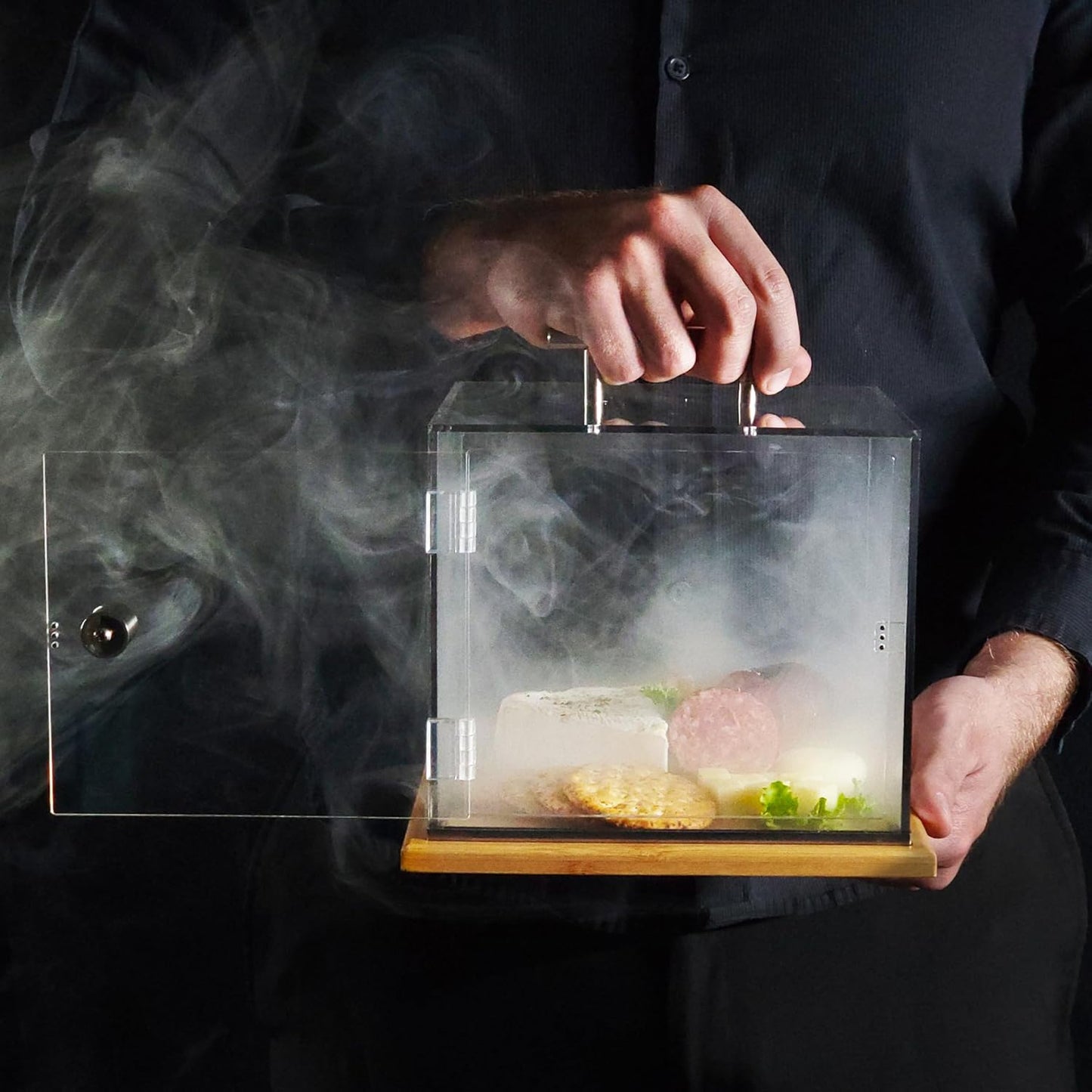 The Smoking Cube - Cocktail Smoker and Smoking Box Kit, Magnetically Removable Display Board, with Wood Chips