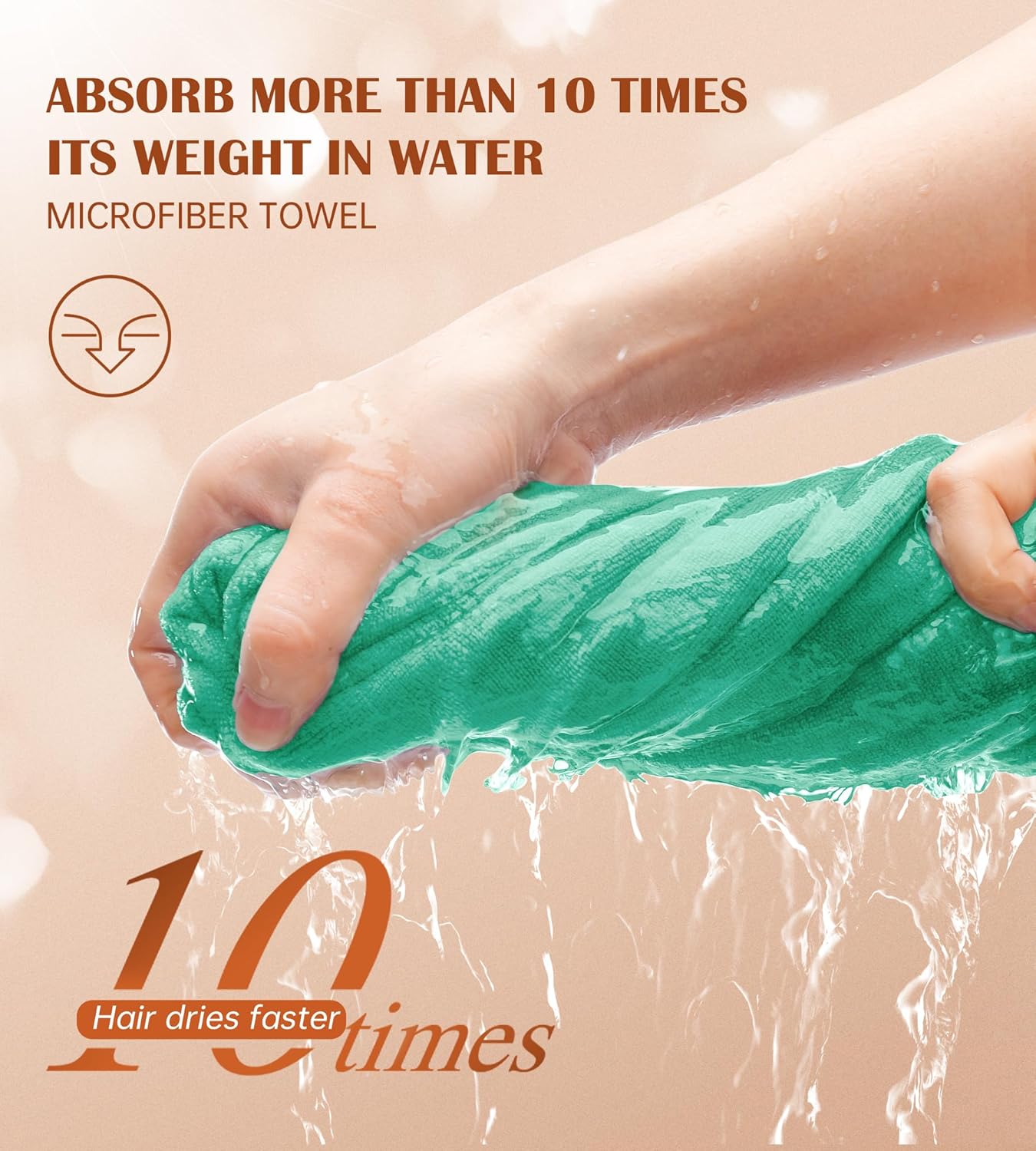 POPCHOSE Microfiber Hair Towel Wrap, 3 Packs Fast Drying Hair Turbans, Super Absorbent Hair Towel for Women, Anti Frizz Hair Wrap Towels