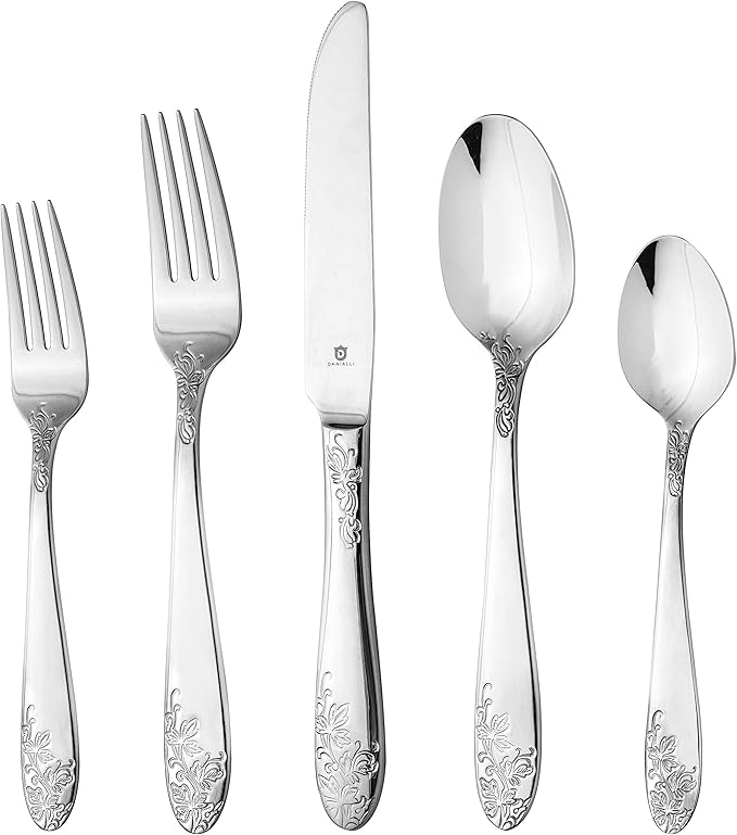 Modern Silverware Set, 18/10 Stainless Steel Flatware, Mirror Finish, Dishwasher Safe, Elegant Cutlery for Home and Dining, Built to Last (40-Piece, Imperial)
