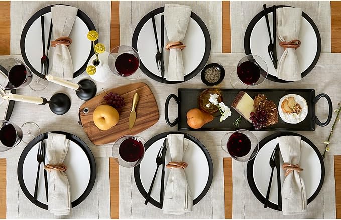 Solino Home Linen Light Natural Table Runner 132 Inches Long - 100% Pure Linen Extra Long Table Runner 14 x 132 Inch - Classic Hemstitch